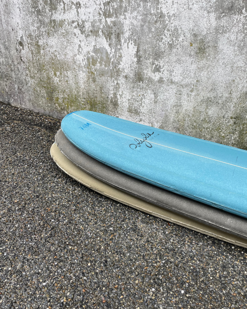 colored surfboard blanks. Olive, grey and blue